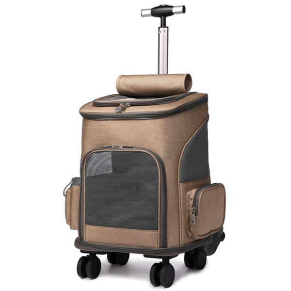 Portable Folding Trolley Pet Backpack Traveling Cat Backpack With Universal Wheel Trolley Pet Bag - Image 5