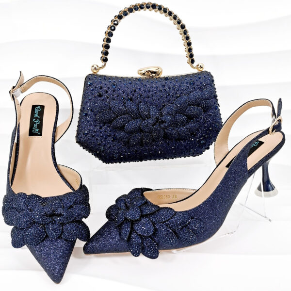 Cross-border Ladies Party Shoes Bag Set Handmade Leaf Decorative Wine Glass Heel - Image 2