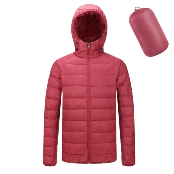 Men's Lightweight Hooded Coat Winter Warm Solid Color Zipper Jacket Fashion Portable Outerwear Top Clothing - Image 8