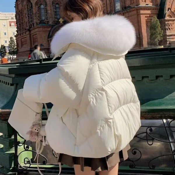 Down Cotton-padded Jacket Women's Short Fur Collar Thickened Coat Winter Clothing - Image 6