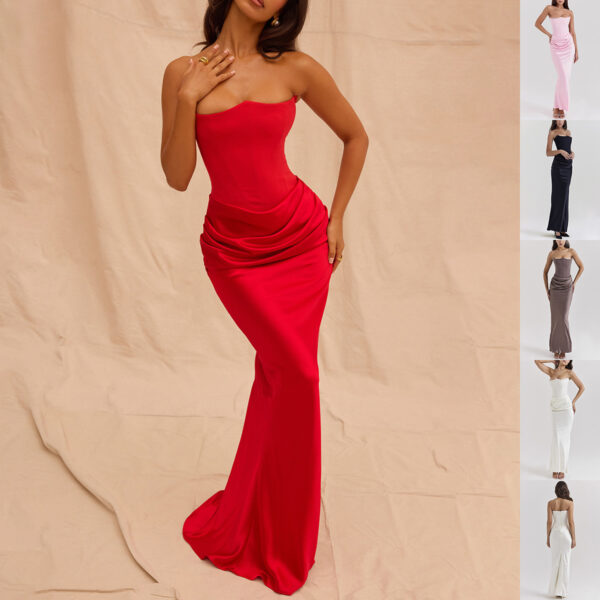 Slim Tube Top Long Dress Sexy Fashion Bandeau Backless Party Evening Dresses For Women Clothing