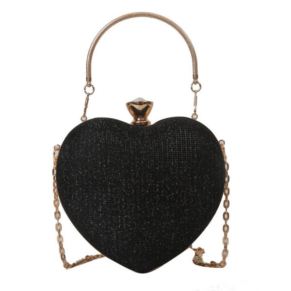 Evening Clutch Bag Women Bag Shiny Handbag Heart Shape Metal Clutches Bag Fashion Chain Shoulder Crossbody Bag Luxury Lady Purse Valentines Day Outfit - Image 5