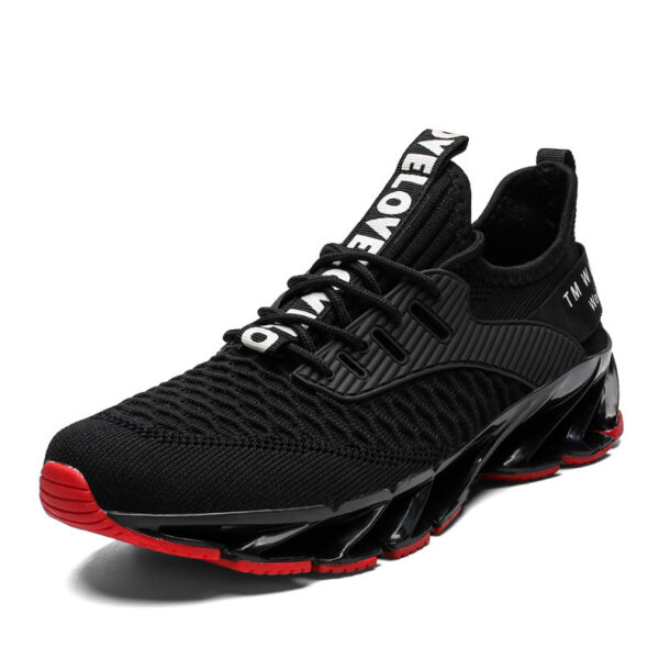 White knit running shoes, knife-edge design, breathable