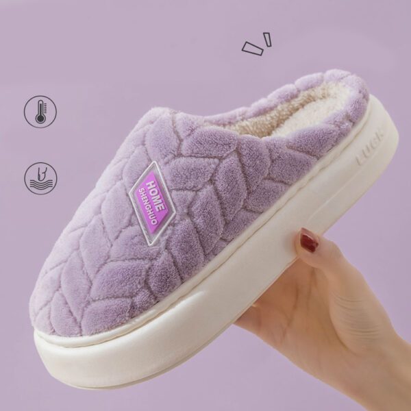 New Non-slip Thick-soled Plush Slippers Couple Winter Warm Home Slipper Indoor Fleece Shoes For Women Men - Image 3