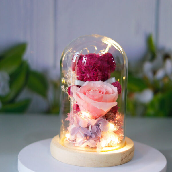 Valentine's Day Gift For Girlfriend Eternal Preserved Rose Flower Gift Box Teddy Bear Eternal Flower With Lights Gift For Women Home Decor - Image 8