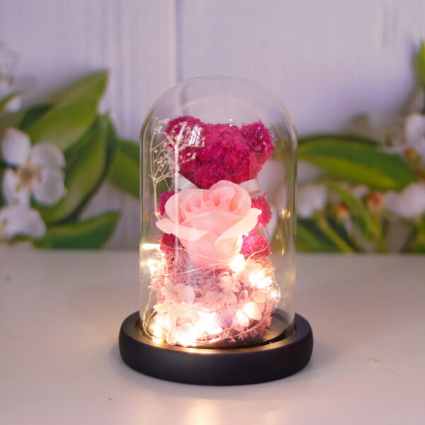 Valentine's Day Gift For Girlfriend Eternal Preserved Rose Flower Gift Box Teddy Bear Eternal Flower With Lights Gift For Women Home Decor - Image 6