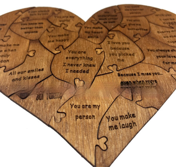 Reasons Why I Love You Wooden Heart Puzzle Romantic Love Jigsaw Puzzle Wedding Anniversary For Wife Husband Birthday Gifts Valentine's Day Gift - Image 5