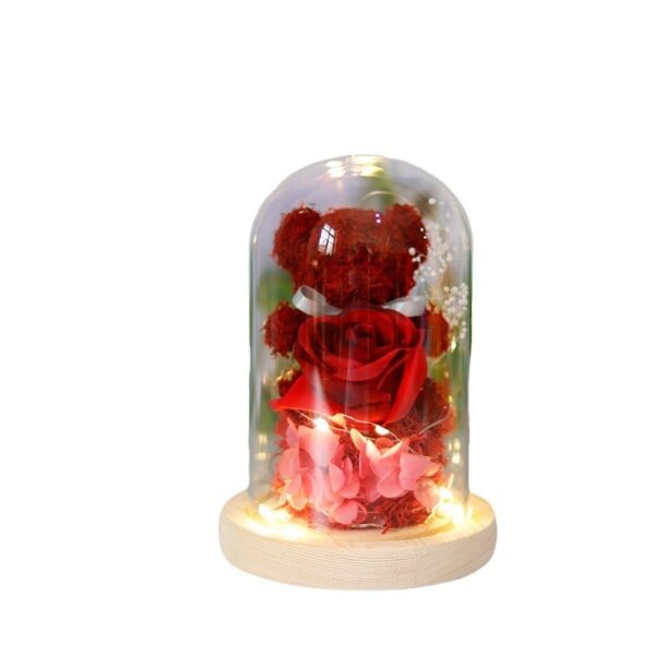 Valentine's Day Gift For Girlfriend Eternal Preserved Rose Flower Gift Box Teddy Bear Eternal Flower With Lights Gift For Women Home Decor - Image 9