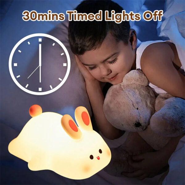 Cute LED Night Light Touch Sensor Cartoon Kid's Nightlights Big Face Rabbit Silicone Night Light Christmas Gift Bedside Lamp Home Decor - Image 7