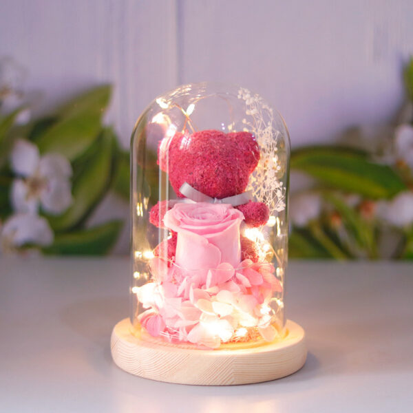 Valentine's Day Gift For Girlfriend Eternal Preserved Rose Flower Gift Box Teddy Bear Eternal Flower With Lights Gift For Women Home Decor - Image 7