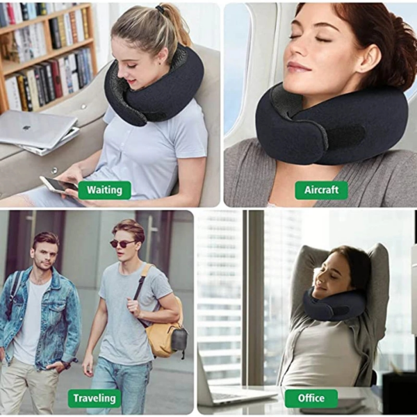 Travel Neck Pillow Non-Deformed Airplane Pillow Travel Neck Cushion Durable U-Shaped Travel Memory Cotton Nap Neck Pillow