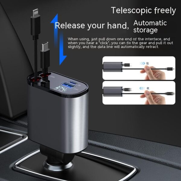 Car charger 100W, USB-C fast charging, metal - Image 6