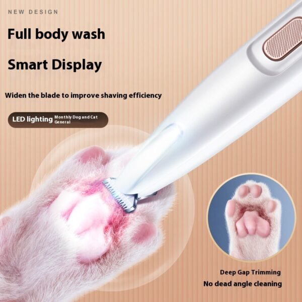 Pets Dog Paw Trimmer With LED Light Fully Waterproof Pet Hair Trimmer With LED Display Dog Clippers For Grooming Widen Blade - Image 8