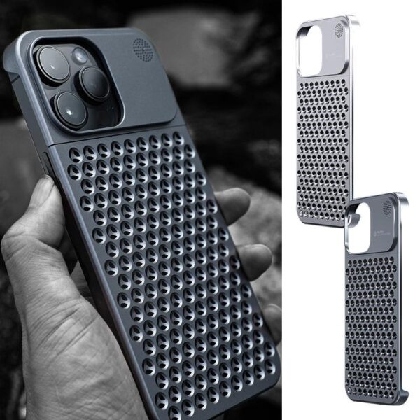 Aluminum Alloy Phone Case For 14 13 Pro Max Plus Hollow Heat Dissipation Anti-fall Full Body Shockproof Phone Cove - Image 8