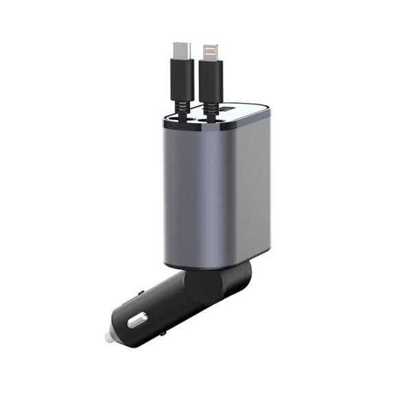 Car charger 100W, USB-C fast charging, metal - Image 3