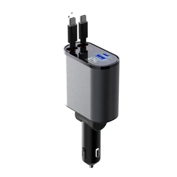 Car charger 100W, USB-C fast charging, metal - Image 2