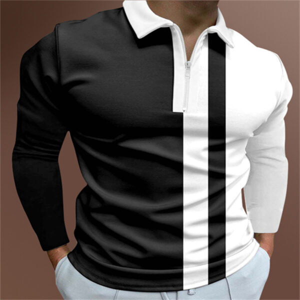 Men's POLO Shirt Striped Printed Short Sleeve T-Shirt Lapel Shirt - Image 3