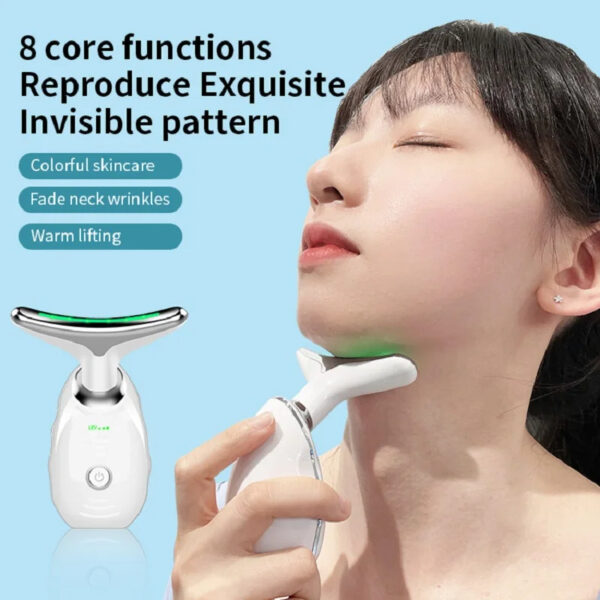 Neck Face Beauty Device Colorful LED Photon Therapy Skin Tighten Reduce Double Chin Anti Wrinkle Remove Lifting Massager - Image 7