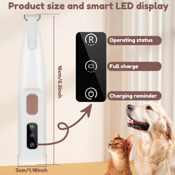 Pets Dog Paw Trimmer With LED Light Fully Waterproof Pet Hair Trimmer With LED Display Dog Clippers For Grooming Widen Blade - Image 7