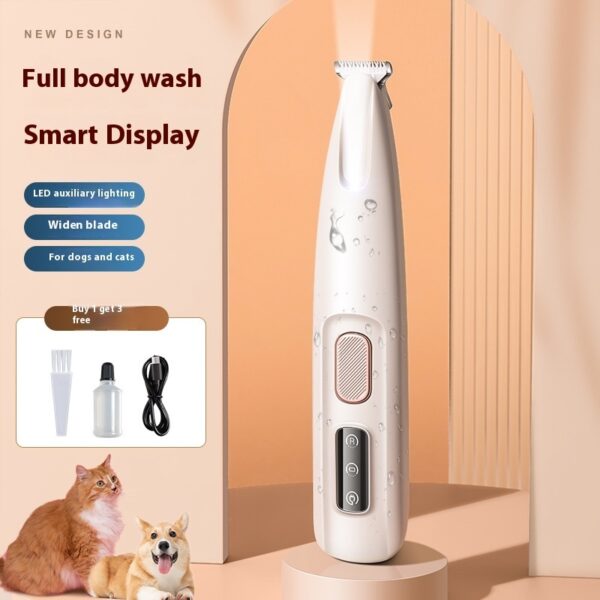 Pets Dog Paw Trimmer With LED Light Fully Waterproof Pet Hair Trimmer With LED Display Dog Clippers For Grooming Widen Blade - Image 5