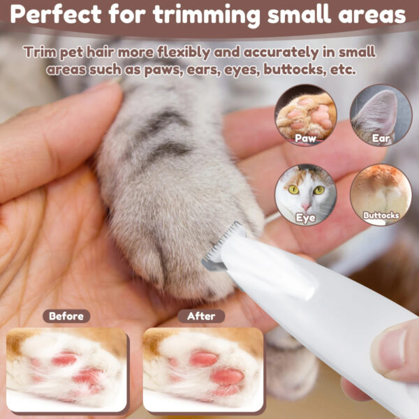 Pets Dog Paw Trimmer With LED Light Fully Waterproof Pet Hair Trimmer With LED Display Dog Clippers For Grooming Widen Blade - Image 3