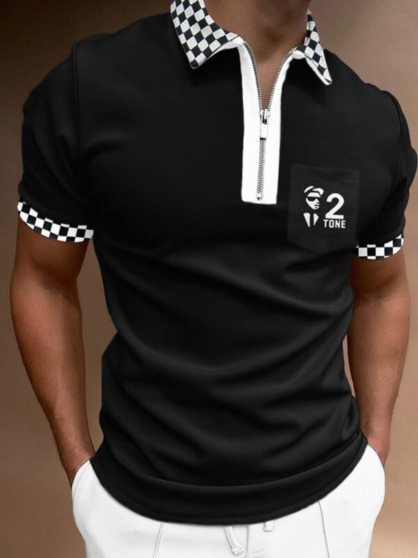 Men's POLO Shirt Striped Printed Short Sleeve T-Shirt Lapel Shirt - Image 9