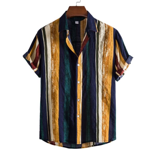 Men's Striped Shirt Striped Print Short - Image 2