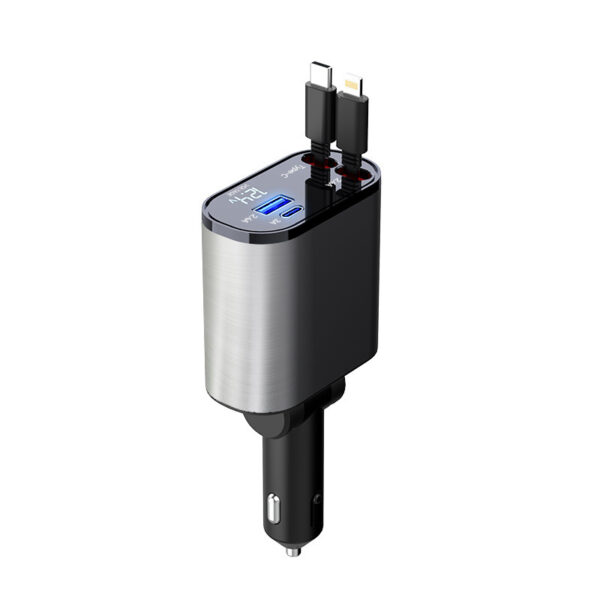 Car charger 100W, USB-C fast charging, metal