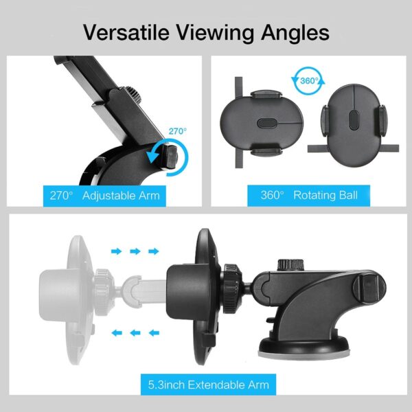 Car phone holder, suction cup, adjustable rod