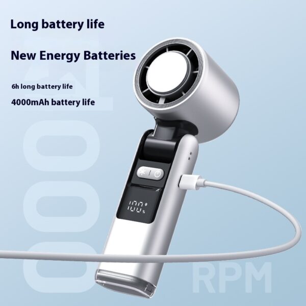 Mini desk fan, battery-powered, compact - Image 2